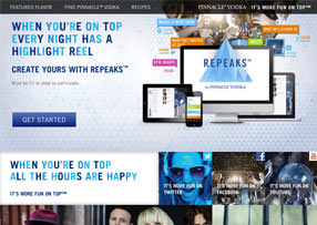Pinnacle Vodka - Brand Site screen capture